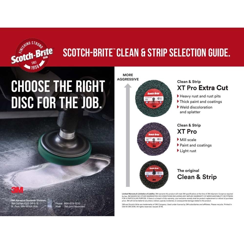 3M SB21555 Scotch-Brite Roloc+ Clean and Strip XT Pro Disc TR+ 4 in x 1/2 in Extra Course Green Rust Removal Weld Cleaning Prepping Metal Prior to Paint (7100173797) (10 Pack) - 9