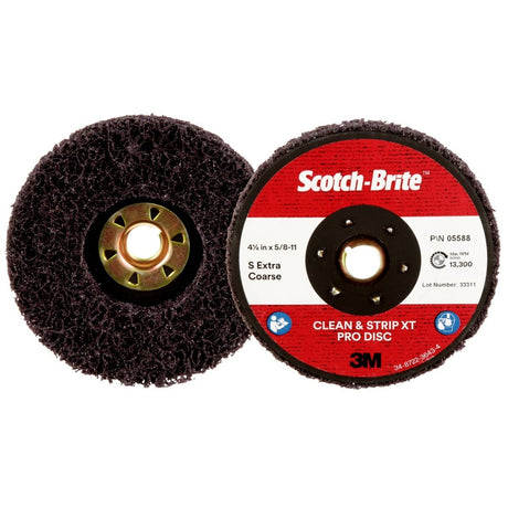 3M XO-DN Scotch-Brite Clean and Strip XT Pro TN Quick Change Disc, SiC Extra Coarse, Purple, 4-1/2 in x 5/8 in-11 (7100175464) (10 Pack) - 2