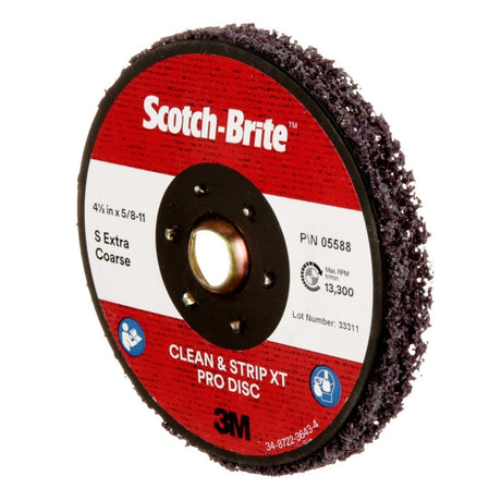 3M XO-DN Scotch-Brite Clean and Strip XT Pro TN Quick Change Disc, SiC Extra Coarse, Purple, 4-1/2 in x 5/8 in-11 (7100175464) (10 Pack) - 3