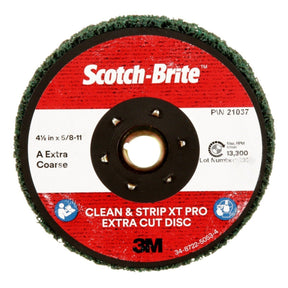 3M XC-DN Scotch-Brite Clean and Strip XT Pro Extra Cut TN Quick Change Disc, A/O XCRS, Green, 4-1/2 in x 5/8 in-11 (7100175465) (10 Pack)