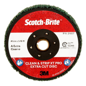 3M XC-DN Scotch-Brite Clean and Strip XT Pro Extra Cut TN Quick Change Disc, A/O XCRS, Green, 4-1/2 in x 5/8 in-11 (7100175465) (10 Pack)