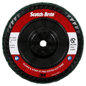 3M XC-DC Scotch-Brite Clean and Strip XT Pro Extra Cut Disc, A/O Extra Coarse, Green, 7 in x 5/8 in-11, Type 27 (7100175493) (5 Pack)