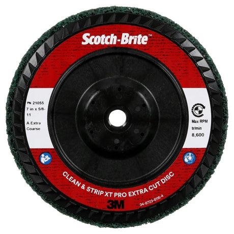 3M XC-DC Scotch-Brite Clean and Strip XT Pro Extra Cut Disc, A/O Extra Coarse, Green, 7 in x 5/8 in-11, Type 27 (7100175493) (5 Pack)