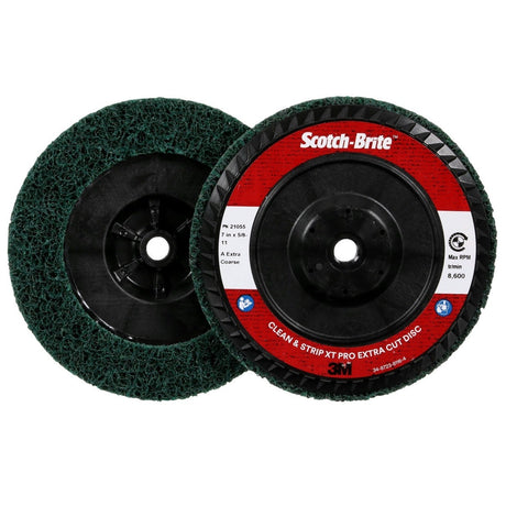 3M XC-DC Scotch-Brite Clean and Strip XT Pro Extra Cut Disc, A/O Extra Coarse, Green, 7 in x 5/8 in-11, Type 27 (7100175493) (5 Pack) - 2