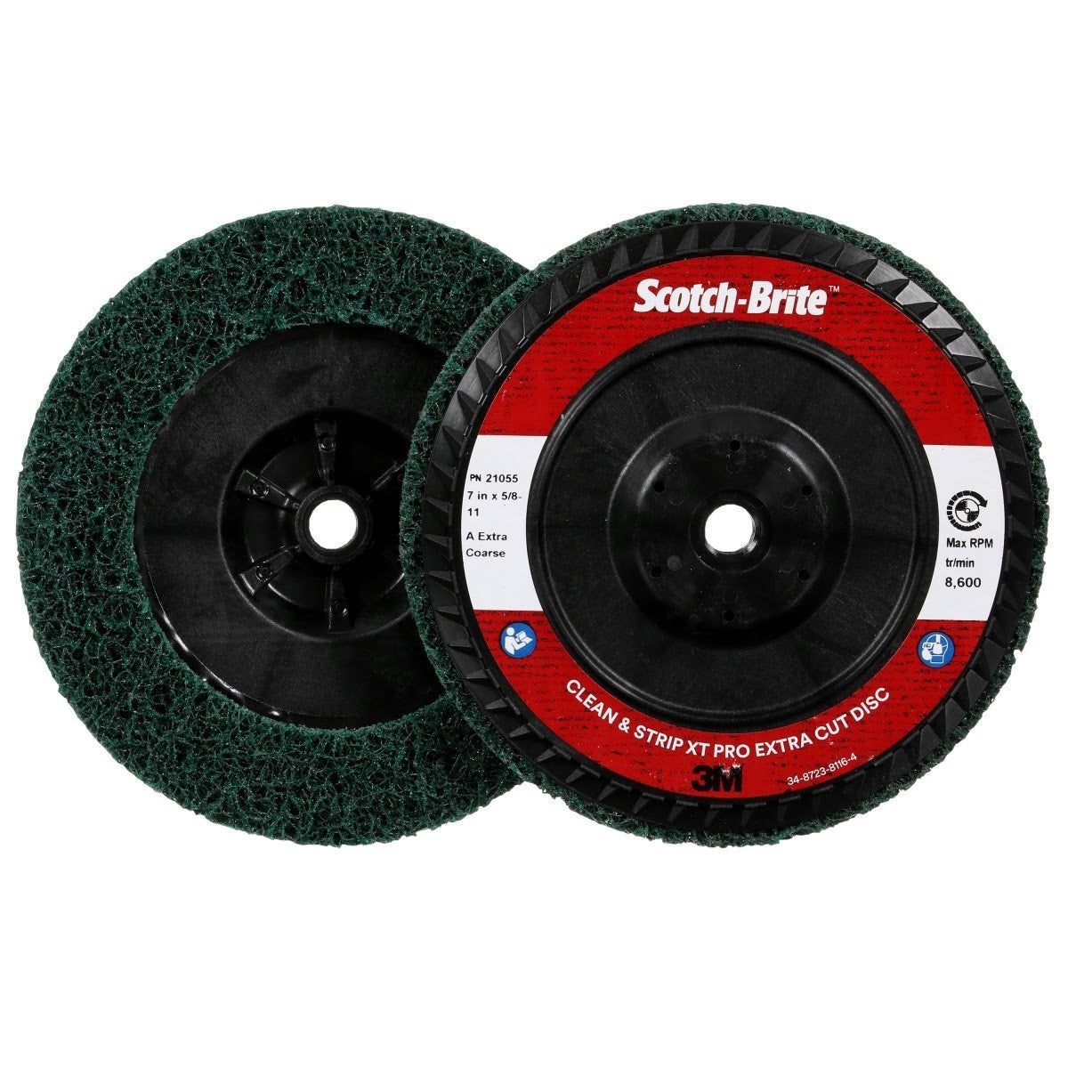 3M XC-DC Scotch-Brite Clean and Strip XT Pro Extra Cut Disc, A/O Extra Coarse, Green, 7 in x 5/8 in-11, Type 27 (7100175493) (5 Pack) - 2