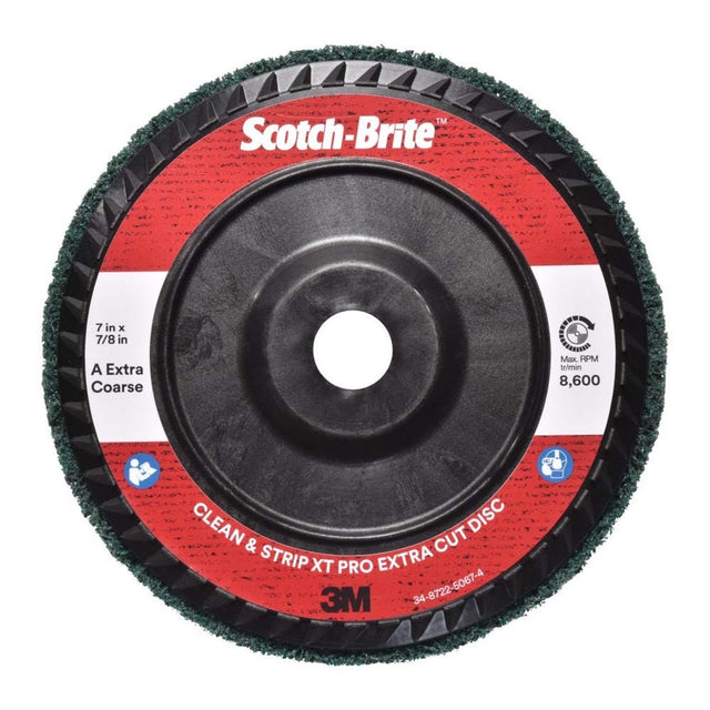 3M XC-DC Scotch-Brite Clean and Strip XT Pro Extra Cut Disc, A/O Extra Coarse, Green, 7 in x 7/8 in, Type 27 (7100175508) (5 Pack)
