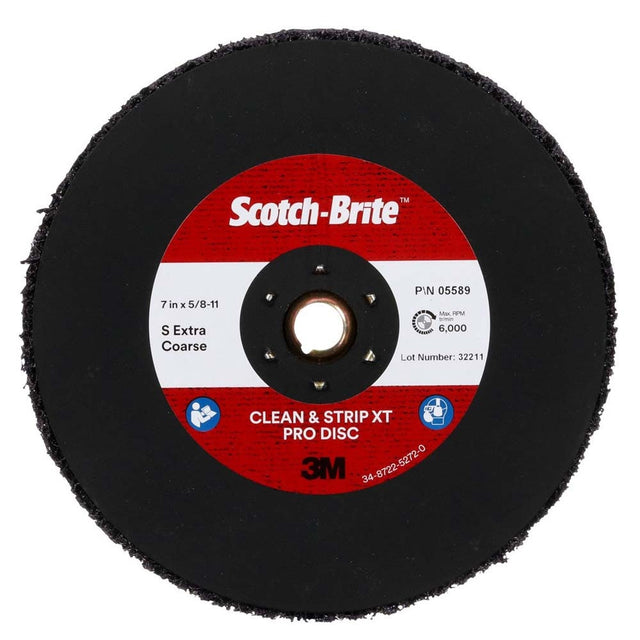 3M SB05589 Scotch-Brite Clean and Strip XT Pro TN Quick Change Disc, XO-DN, SiC Extra Coarse, Purple, 7 in x 5/8 in-11 (7100175514) (5 Pack)