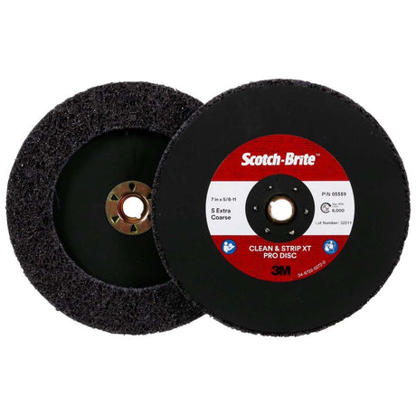 3M SB05589 Scotch-Brite Clean and Strip XT Pro TN Quick Change Disc, XO-DN, SiC Extra Coarse, Purple, 7 in x 5/8 in-11 (7100175514) (5 Pack) - 5