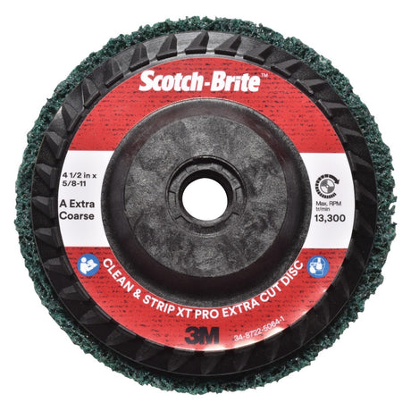3M XC-DC Scotch-Brite Clean and Strip XT Pro Extra Cut Disc, A/O Extra Coarse, Green, 4-1/2 in x 7/8 in, Type 27 (7100175515) (10 Pack)