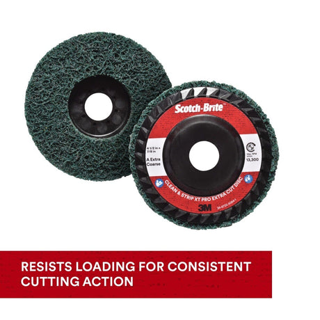 3M XC-DC Scotch-Brite Clean and Strip XT Pro Extra Cut Disc, A/O Extra Coarse, Green, 4-1/2 in x 7/8 in, Type 27 (7100175515) (10 Pack) - 3
