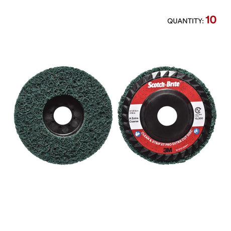 3M XC-DC Scotch-Brite Clean and Strip XT Pro Extra Cut Disc, A/O Extra Coarse, Green, 4-1/2 in x 7/8 in, Type 27 (7100175515) (10 Pack) - 4