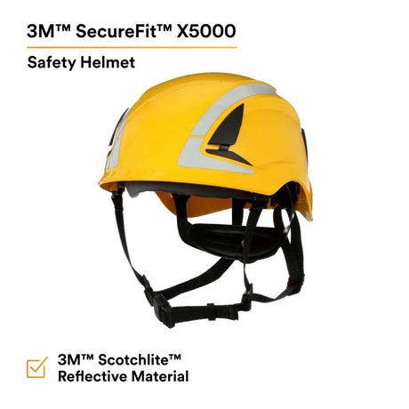 3M X5002X-ANSI SecureFit Safety Helmet, Non-Vented Climbing Style with 6-Point Suspension, Yellow (7100175555) - 4