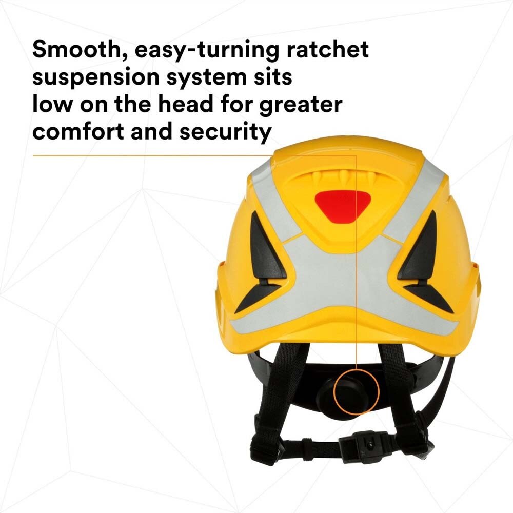 3M X5002X-ANSI SecureFit Safety Helmet, Non-Vented Climbing Style with 6-Point Suspension, Yellow (7100175555) - 8