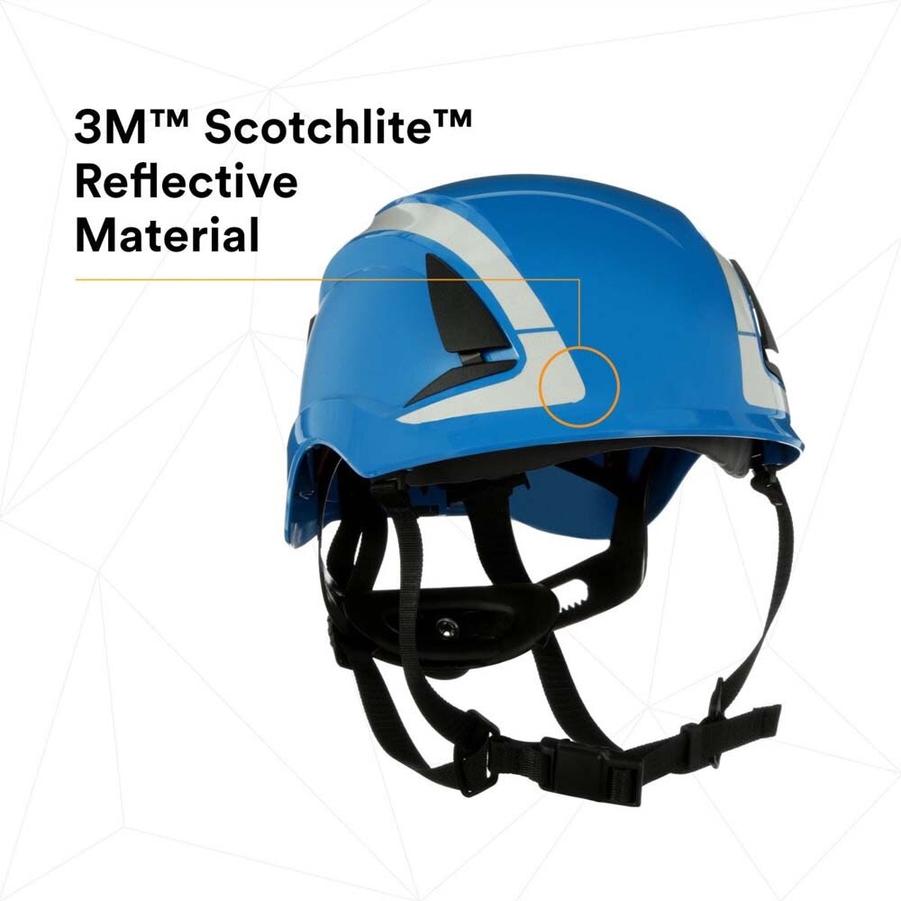 3M X5003X-ANSI SecureFit X5000 Non-Vented Safety Helmet with 6-Point Ratchet Suspension and Scotchlite Reflective Material, Blue (7100175556)  - (4 Pack) - 5