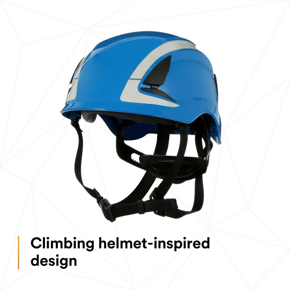 3M X5003X-ANSI SecureFit X5000 Non-Vented Safety Helmet with 6-Point Ratchet Suspension and Scotchlite Reflective Material, Blue (7100175556)  - (4 Pack) - 8