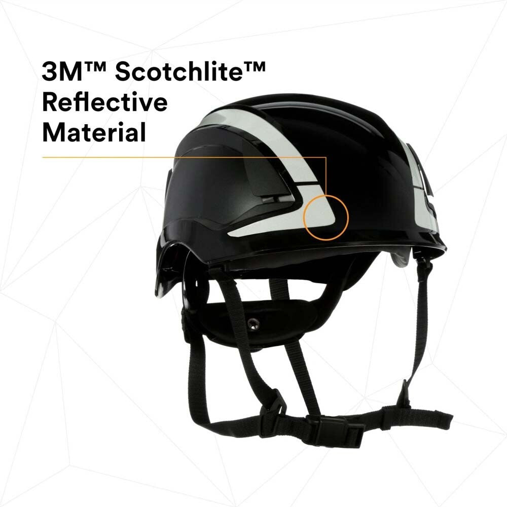 3M X5012X-ANSI SecureFit X5000 Non-Vented Safety Helmet with 6-Point Ratchet Suspension and Scotchlite Reflective, Black (7100175560) - 6
