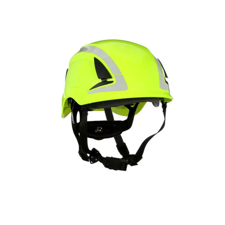 3M X5014X-ANSI SecureFit X5000 Non-Vented Safety Helmet with 6-Point Ratchet Suspension and Scotchlite Reflective, Hi-Visibility Green (7100175561)  - (4 Pack)