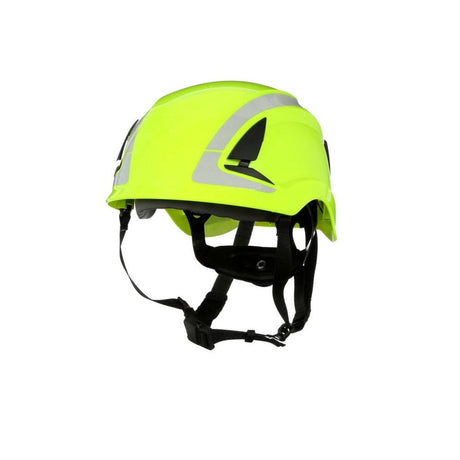 3M X5014X-ANSI SecureFit X5000 Non-Vented Safety Helmet with 6-Point Ratchet Suspension and Scotchlite Reflective, Hi-Visibility Green (7100175561)  - (4 Pack) - 3