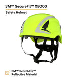 3M X5014X-ANSI SecureFit X5000 Non-Vented Safety Helmet with 6-Point Ratchet Suspension and Scotchlite Reflective, Hi-Visibility Green (7100175561) - 5