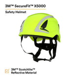 3M X5014X-ANSI SecureFit X5000 Non-Vented Safety Helmet with 6-Point Ratchet Suspension and Scotchlite Reflective, Hi-Visibility Green (7100175561)  - (4 Pack) - 5