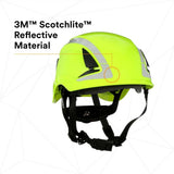 3M X5014X-ANSI SecureFit X5000 Non-Vented Safety Helmet with 6-Point Ratchet Suspension and Scotchlite Reflective, Hi-Visibility Green (7100175561)  - (4 Pack) - 7