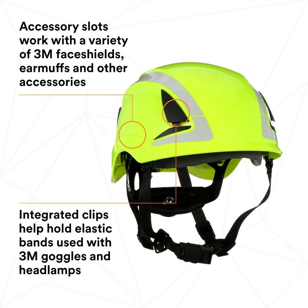 3M X5014X-ANSI SecureFit X5000 Non-Vented Safety Helmet with 6-Point Ratchet Suspension and Scotchlite Reflective, Hi-Visibility Green (7100175561)  - (4 Pack) - 9