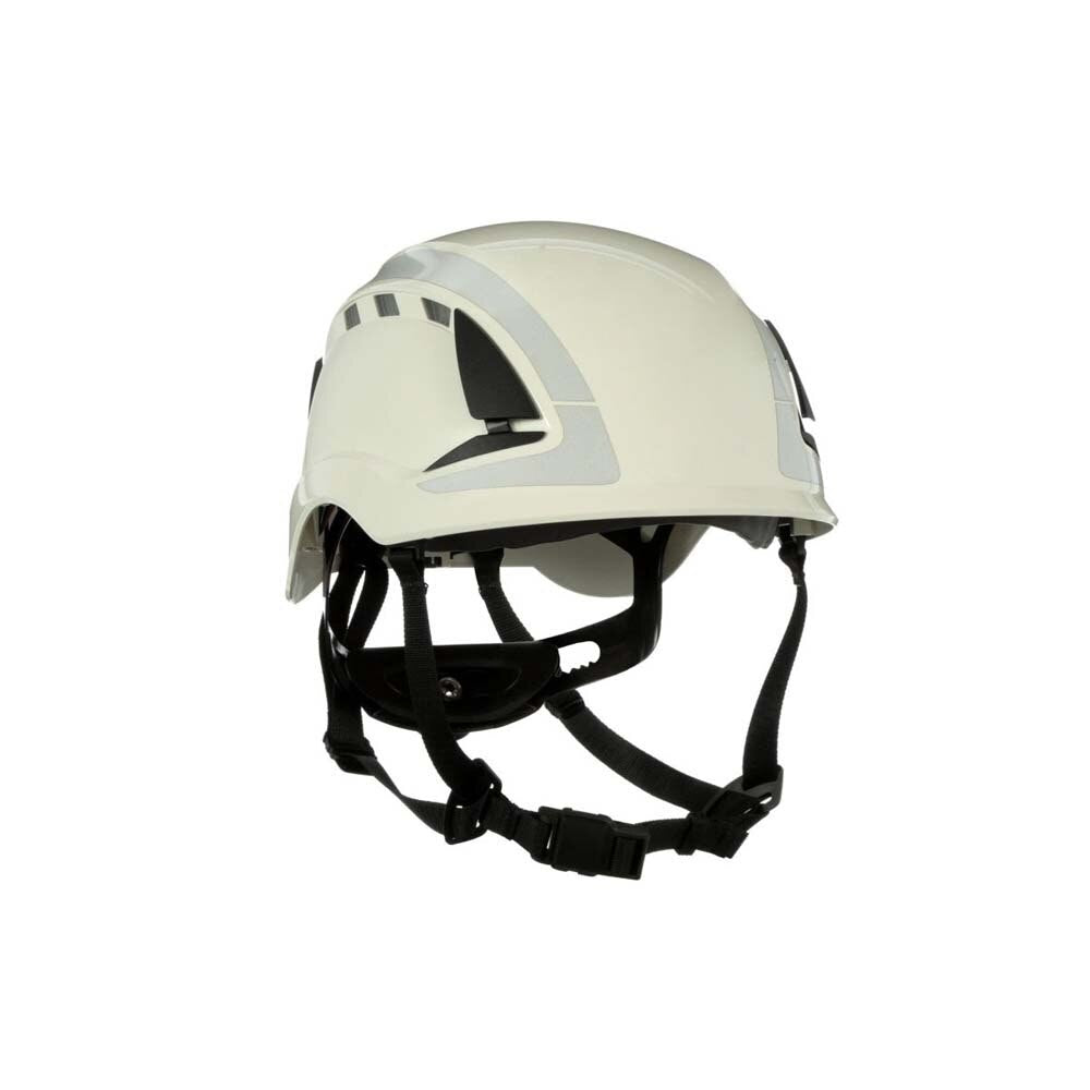 3M X5001VX-ANSI SecureFit X5000 Safety Helmet, Vented ABS Shell with 6-Point Ratchet Suspension and Scotchlite Reflective, White (7100175562)  - (4Pack) - 3