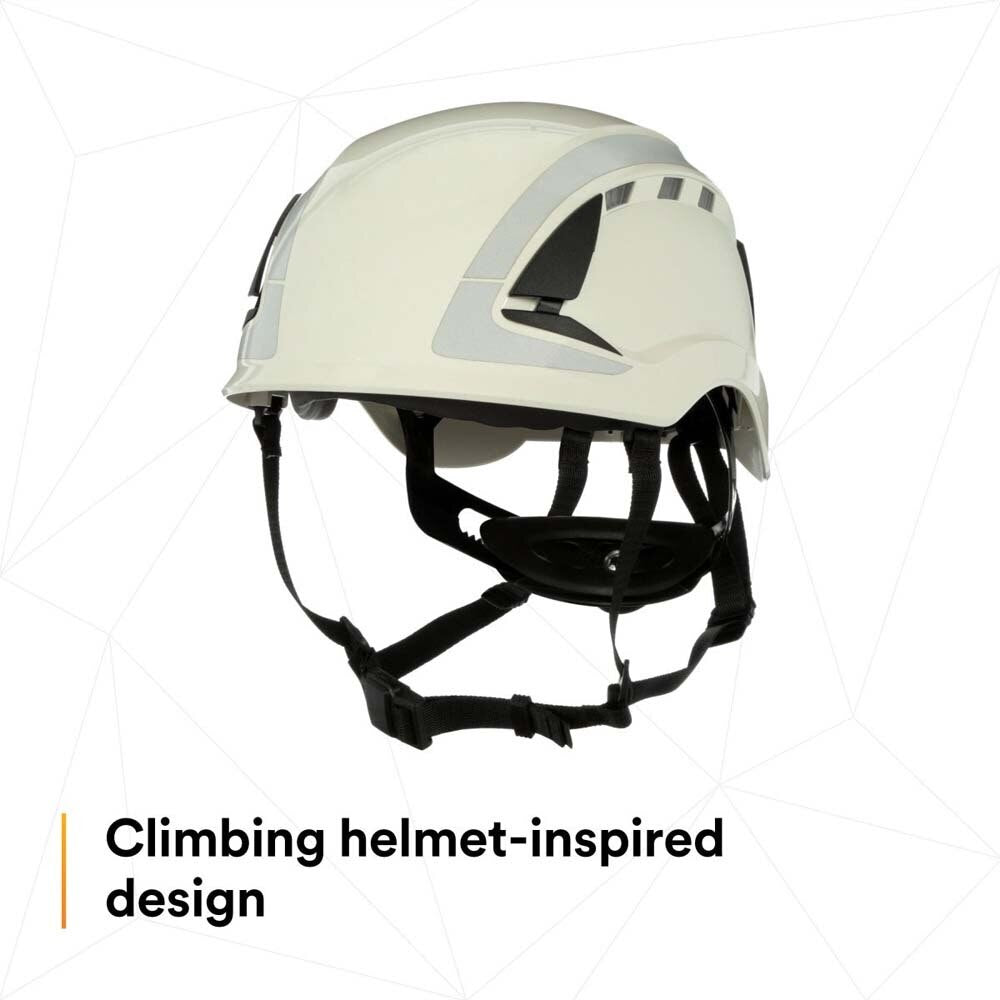 3M X5001VX-ANSI SecureFit X5000 Safety Helmet, Vented ABS Shell with 6-Point Ratchet Suspension and Scotchlite Reflective, White (7100175562)  - (4Pack) - 6