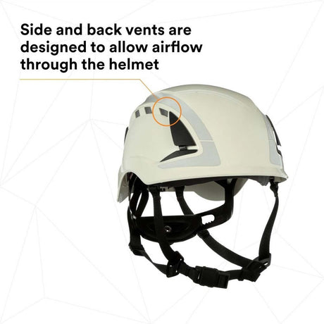 3M X5001VX-ANSI SecureFit X5000 Safety Helmet, Vented ABS Shell with 6-Point Ratchet Suspension and Scotchlite Reflective, White (7100175562) - 7