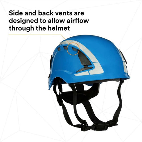 3M X5003VX-ANSI SecureFit X5000 Safety Helmet, Vented with Scotchlite Reflective Material, Blue, 6-Point Ratchet Suspension (7100175564)  - (4 Pack) - 4