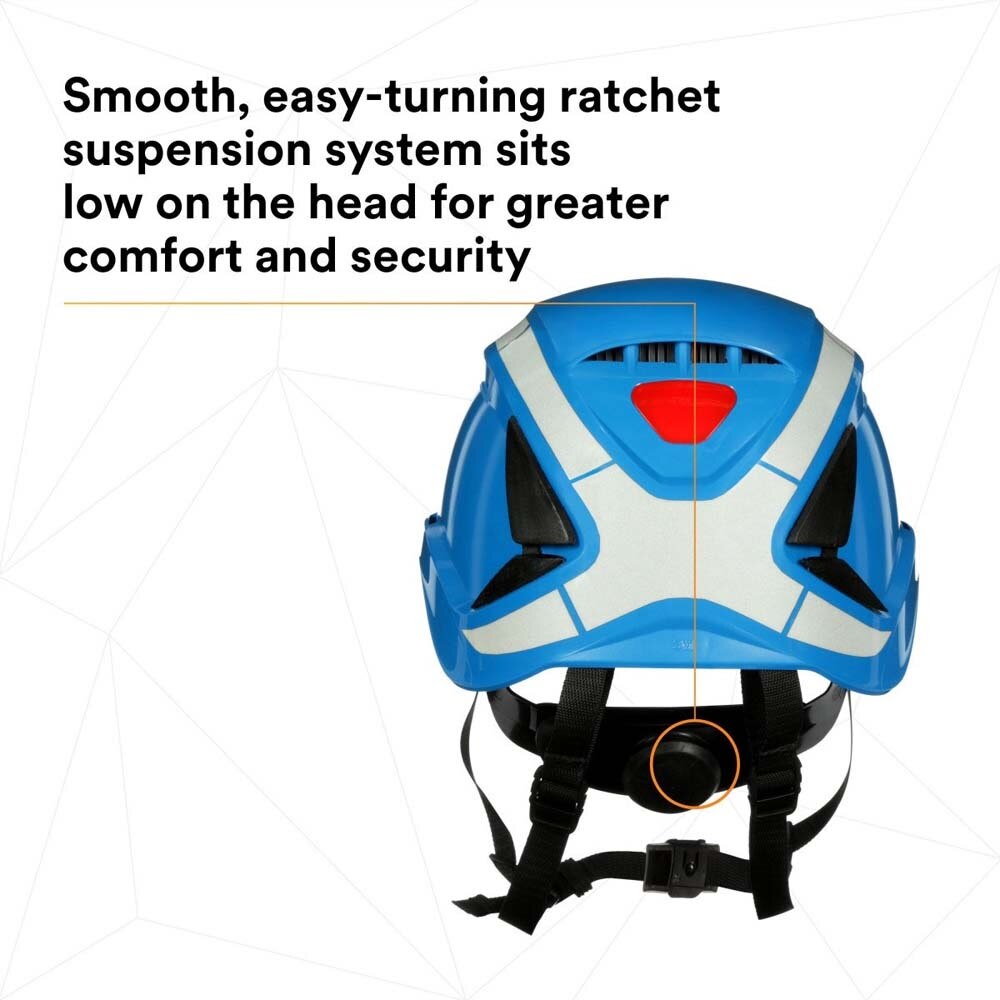 3M X5003VX-ANSI SecureFit X5000 Safety Helmet, Vented with Scotchlite Reflective Material, Blue, 6-Point Ratchet Suspension (7100175564) - 6