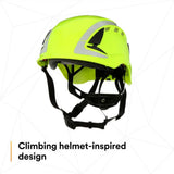 3M X5014VX-ANSI SecureFit Safety Helmet, Vented Climbing-Style with 6-Point Suspension and Scotchlite Reflective, Hi-Visibility Green (7100175569)  - (4 Pack) - 5