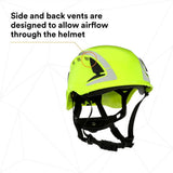 3M X5014VX-ANSI SecureFit Safety Helmet, Vented Climbing-Style with 6-Point Suspension and Scotchlite Reflective, Hi-Visibility Green (7100175569)  - (4 Pack) - 7