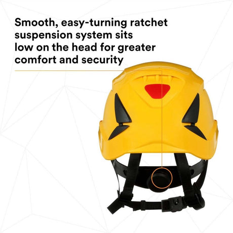 3M X5002-ANSI SecureFit Safety Helmet, Climbing Style, 6-Point Suspension, Non-Vented, Yellow, (7100175571) - 9
