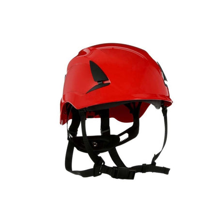 3M X5005-ANSI SecureFit Safety Helmet, Non-Vented, Red, Climbing Style with 6-Point Suspension (7100175574)