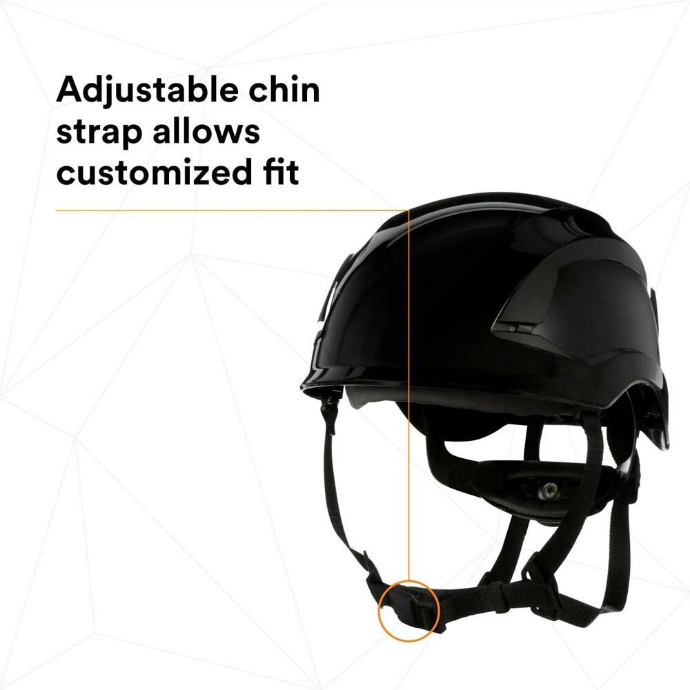 3M X5012-ANSI SecureFit X5000 Series Safety Helmet, Non-Vented, Black, 6-Point Ratchet Suspension (7100175576)  - (10Pack) - 7