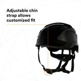 3M X5012-ANSI SecureFit X5000 Series Safety Helmet, Non-Vented, Black, 6-Point Ratchet Suspension (7100175576)  - (10Pack) - 7