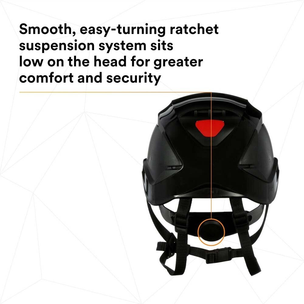 3M X5012-ANSI SecureFit X5000 Series Safety Helmet, Non-Vented, Black, 6-Point Ratchet Suspension (7100175576)  - (10Pack) - 9