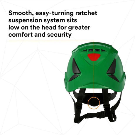 3M X5004V-ANSI SecureFit Safety Helmet, Vented Green with 6-Point Ratchet Suspension for Construction (7100175581) - 7