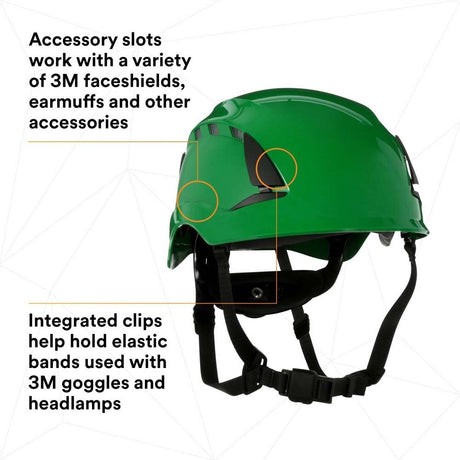 3M X5004V-ANSI SecureFit Safety Helmet, Vented Green with 6-Point Ratchet Suspension for Construction (7100175581) - 10