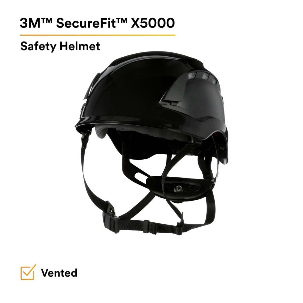 3M X5012V-ANSI SecureFit X5000 Series Safety Helmet, Vented, Black, 6-Point Ratchet Suspension (7100175584) - 4