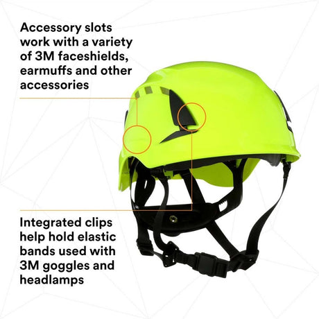 3M X5014V-ANSI SecureFit Safety Helmet, Vented, High Visibility Green, 6-Point Suspension (7100175585)  - (10Pack) - 5