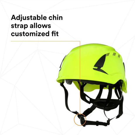 3M X5014V-ANSI SecureFit Safety Helmet, Vented, High Visibility Green, 6-Point Suspension (7100175585) - 6