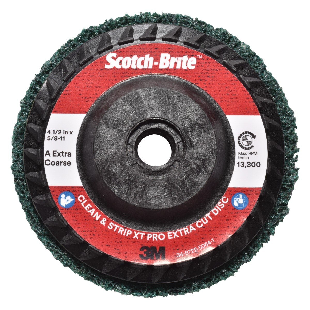 3M XC-DC Scotch-Brite Clean and Strip XT Pro Extra Cut Disc, Aluminum Oxide Extra Coarse, Green, 4-1/2 in x 5/8 in-11, Type 27 (7100176126)  - (10 Pack)