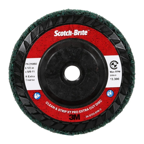 3M XC-DC Scotch-Brite Clean and Strip XT Pro Extra Cut Disc, Aluminum Oxide Extra Coarse, Green, 4-1/2 in x 5/8 in-11, Type 27 (7100176126)  - (10 Pack) - 2