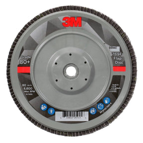 3M 769F Flap Disc T29 Quick Change Abrasive Disc 80+, Purple, 7 in x 5/8 in-11 (7100177901) (5 Pack)