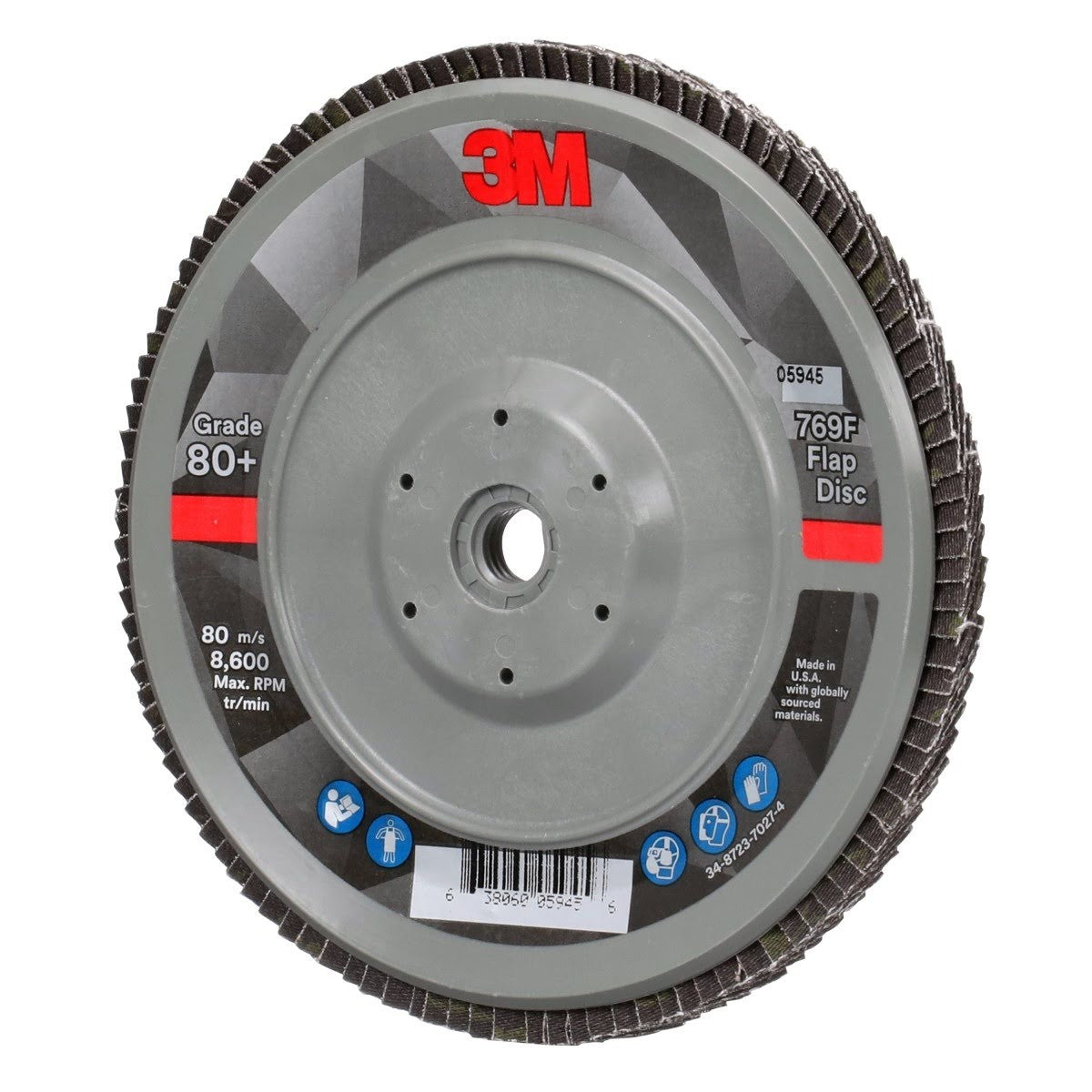 3M 769F Flap Disc T29 Quick Change Abrasive Disc 80+, Purple, 7 in x 5/8 in-11 (7100177901) (5 Pack) - 4