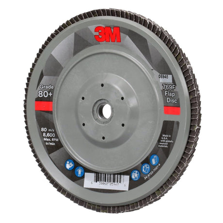 3M 769F Flap Disc T29 Quick Change Abrasive Disc 80+, Purple, 7 in x 5/8 in-11 (7100177901) (5 Pack) - 4