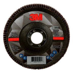 3M 769F 05929 Flap Disc, T29 Conical, Precision Shaped Ceramic 120+, Purple, 5 in x 7/8 in (7100177972) (10 Pack)