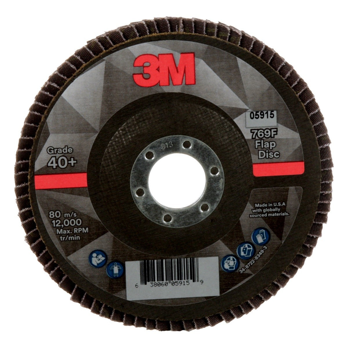 3M 769F Flap Disc, 40+, T27, Precision Shaped Ceramic, Purple, 5 in x 7/8 in Center Hole (7100178012) (10 Pack)
